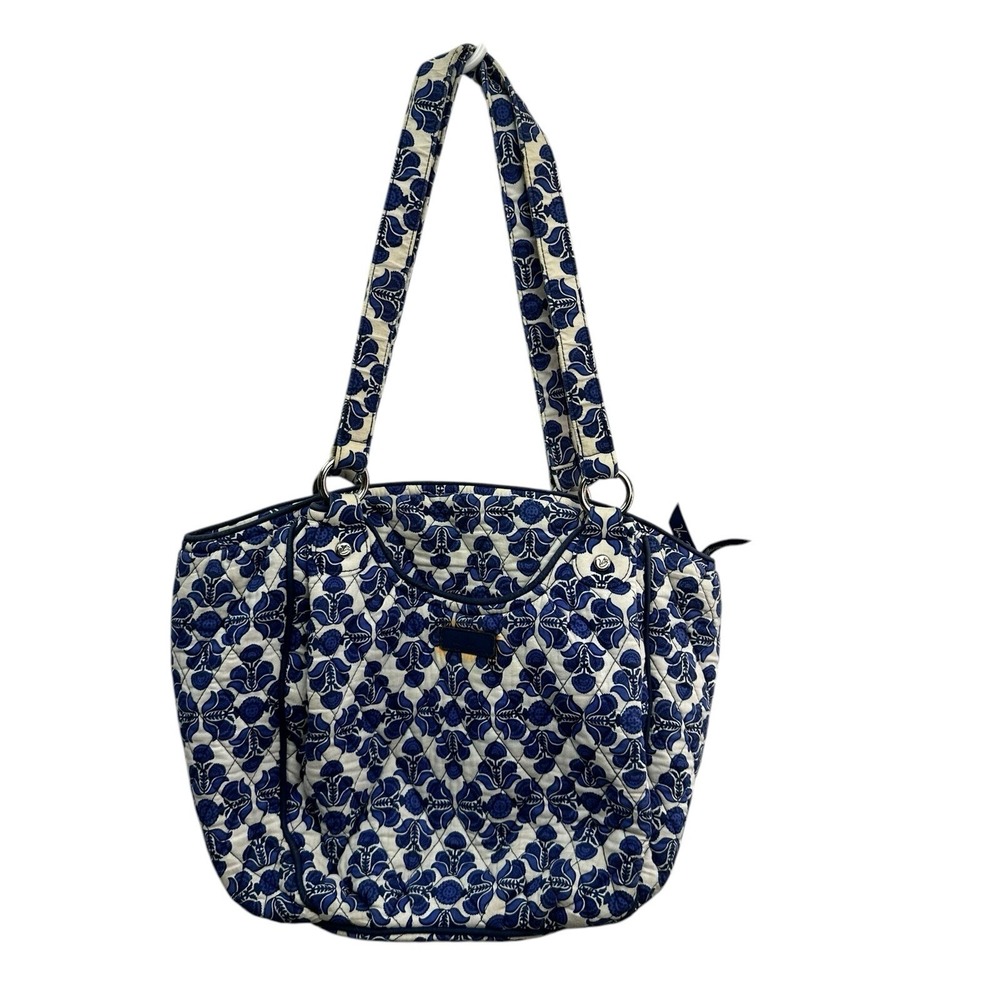 Vera Bradley‎ Blue And White Floral Quilted Shoulder Bag Purse FLAW